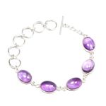 KIRTI GLOBAL Natural Amethyst Crystal Bracelet for Women Amethyst Adjustable Bracelet 5 Stone Bracelet