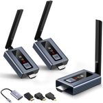 Lielyhod Upgraded Wireless HDMI 2 Receivers and Transmitter with LED Screen, Up to 6 RXs,165FT Plug & Play 1080P HD Output 5.8GHz Extender for TV Box/Laptop/Projector/Camera to Multiple Screens