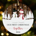 NewEleven Our First Christmas Together Ornament 2024 for Couple, 1st Christmas Wedding Gifts Ornament 2024, Just Married Couple Gifts - Engagement Gifts for Couples - Ceramic Christmas Ornaments 2024