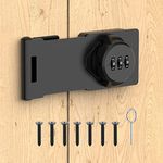 Mechanical Password Rotary Hasp Locks, Cabinet Locks with Combination, Door Security Gate Locks for Small Doors, Cabinets, Barn Door, Bathroom, Outdoor, Closet, Fence (Black)