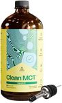 LevelUp Clean MCT Oil - 100% Caprylic C8 for Energy, Focus, Gut Health, Brain Superfuel - Keto Supplement for Ketogenic Coffee and Ketones - Non-GMO (32 oz Glass Bottle)