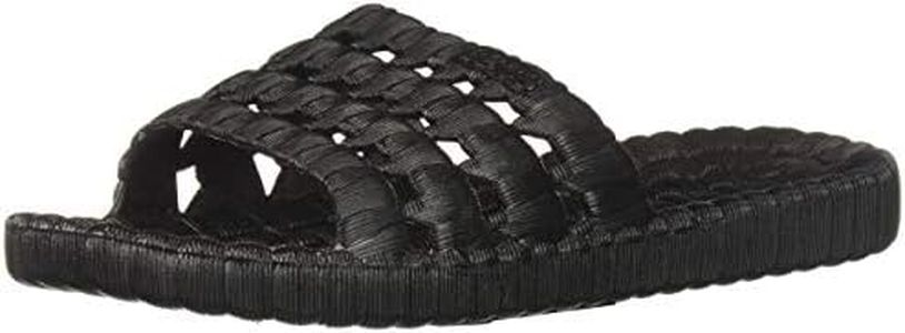 TECS PVC Slide Sandals for Men, Beach Flip Flip & Lightweight Water Shoe with Open Toe, for Showers and Outdoor Use, Black, 10 M