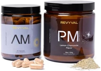 REVYVAL AM/PM Energy Supplement System | NMN 500mg, Ubiquinol 200mg, Trans-Resveratrol 500mg, and More | Energy, Recovery & Sleep Support | Capsules and Powder | 30 Day Supply