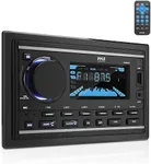 Pyle Boat Bluetooth Marine Stereo Receiver - Marine Head Unit Double DIN Stereo Receiver Power Amplifier - Hands-Free Calling, LCD, AM/FM/MP3/BT/USB/AUX - Remote Control, Wiring Harness - Pyle PLR2DN