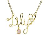 Birthstone Name Necklace Personalized | Custom Name Necklace | Teen Girl Gifts | Name Plate Necklaces | Customized Handmade Gifts Jewelry Gift For Women Girl Teen | 14k Gold Color