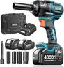 Seesii Impact Wrench 886 Ft-lbs(1200N.m), 1/2 High Torque Impact Gun with 21V 2x4.0Ah Battery, Electric Impact Driver, 2900IPM, 5 Socket, Cordless Impact Wrench for Home Car/Mower/Pickup/Truck RV