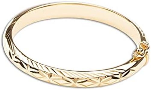 Children's 14K Gold-Plated Etched Baby Bangle Bracelet for Babies and Newborns (Infant-Small)
