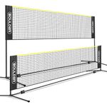 Boulder Badminton Pickleball Net - Height Adjustable Portable Net for Junior Tennis, Kids Volleyball & Soccer, and Backyard Games - Easy Setup Nylon Sports Net with Poles 10 ft/14ft/17ft Wide