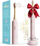 Lumineux Sonic Electric Toothbrush for Adults - Bamboo Heads - in Bloom (Pink) - Includes 2 Super Soft Bristle Bamboo Tooth Brush Heads, Charging Station & USB Charge Cord - Rechargeable