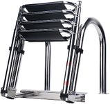 Heavy Duty Pontoon Boat Ladder, 316 Stainless Steel 4 Step Telescoping Folding Ladder Rear Entry Inboard Ladder All Welded Reinforce Dock Ladder Swim Deck Ladder Wide Steps Strong Handrails