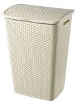 Curver My Style 55 Litre Rattan Effect Laundry Hamper, Vintage White