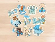 Chocozone Baby Boy Decorations for 1st Birthday Decorations for Baby Basket Hampers Baby Shower Decorations Basket 3D Motives for Gift Wrapping (10 Designs) (Pack of 50)