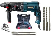 Inditrust 1350W 26mm hammer drill with 13mm drill chuck, SDS drill bits and chisels (Blue) 6 MONTHS WARRANTY 100% Copper Winding