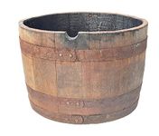 Vilo Whisky Barrel Halved Wine Barrel Wooden Barrel Oak Plants Flowers Pot Olive Tree Palm Tree (Natural, Without Accessories)