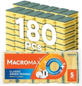 Macromax Classic Green Nail Saver Dish Sponge – Heavy Duty Scrub Sponges for Dishes, Pots & Grills – Non-Scratch Cleaning - 180 Pieces