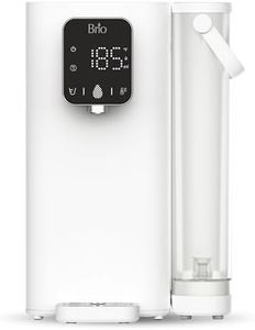 Brio SIMPL Countertop Water Dispenser, 3 Stage Water Filter & Adjustable Instant Hot Water | Easy Access Refillable 2.5L Tank | Tall 8.5" Dispense Height, LED Touch Controls, White