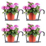 D&V ENGINEERING - Creative in innovation Hanging Flower Pot Holder Railing Potted Plant Stand for Home Balcony Décor - Black,Set Of 4