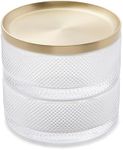 Umbra Tesora Jewelry Organizer, Two-Tier Glass Storage Box with Removable Brass Lid