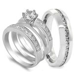 4 pcs His and Hers STAINLESS STEEL wedding engagement ring set (Size Men's 10 Women's 7)