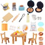 37 Pcs Miniature Dollhouse Furniture Set, Mini Breakfast Scene Dollhouse Accessories For Children Girls Boys Age 3+ , 1:12 Kitchen Accessories For Dollhouse Decoration Pretend Play