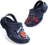 Marvel Boys Clogs with Removable Rubber Charms, Non Slip Sole - Boys Gifts (Navy, 11 US)