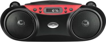 GPX, Inc. Portable Top-Loading CD Boombox with AM/FM Radio and 3.5mm Line In for MP3 Device - Red/Black