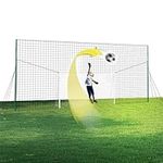 Open Goaaal Football Goal & Backstop Net with Rebounder - Standard Size Adjustable Width - Football Sports Netting for Backyard Barrier