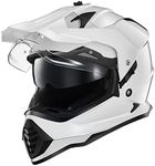 ILM Dual Sport Adventure Motorcycle Helmet with Pinlock Compatible Sun Visor Snowmobile ATV Dirt Bike Off Road Casco Model WS902 (White, S)