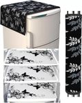 BLUEDOT'S Combo of 1 Fridge top Cover 3 Fridge mats and 1 Handle Cover.(Pack of 5) Black