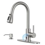 APPASO Touchless Kitchen Faucets, Touchless Faucet for Kitchen Sink, High Arc Single Handle Kitchen Faucet Touchless, 20" Pull Down Sprayer, 1 or 3 Holes Compatible, Motion Sensor (Brushed Nickel)