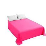 Sfoothome Bed Top Sheet - Luxury Flat Sheet Sold Separately, (Hot Pink, Queen)