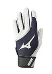 Mizuno MVP Youth Baseball Batting Glove, White-Grey, X-Small