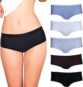 Emprella Women’s Boyshort Panties (5-Pack) Seamless, Breathable Cotton Underwear | Colors & Patterns Vary (X-Large, Assorted)