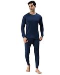 BRAND - E FASHION Oswal Thermal Set for Men| Round Neck Winter Innerwear| Cotts Wool Inner Warmer for Men| Combo of Thermal top and Pajama Set|| (Blue, 90)