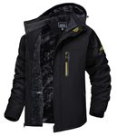 TACVASEN Men's Winter Ski Jacket Waterproof Snow Coats Snowboard Fleece Lining Jacket Warm Parka with Hooded, Black, Medium