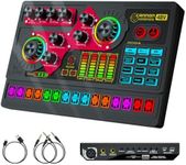 Podcast Equipment Bundle, X5 Audio Interface with Mixer & Vocal Effects, Sound Board Voice Changer, Studio All-in-one XLR DJ Mixer for Phone PC Live Streaming Recording Gaming (X5-Black)