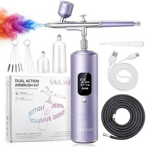 SAVILAND Master Grade Airbrush Kit with Compressor: 55 PSI Dual-Action Airbrush for Nails with Screen Clog-Free 6500mAh Large Battery Rechargeable Airbrush Gun for Ombré French Nails Makeup Salon Use