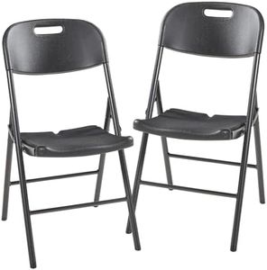 [en.casa] Lot de 2 Chaises Pliantes pour Jardin Terrasse Extérieur Intérieur Ensemble de 2 Chaises Pratiques Robustes Résistantes Métal Plastique HDPE 87 x 46 x 53 cm Noir