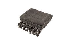 Stonewashed Turkish Towel, InfuseZen Thin & Absorbent Bath Towel, Beach Towel and Pool Towel, Large Cotton Stone Washed Peshtemal Towels Weaved in Turkey, Hammam Spa Towels (Faded Black/Charcoal Grey)