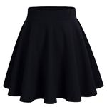 Bridesmay Women's Basic High Waist Casual Mini Skirt Versatile Stretchy Flared Skater Skirt Black XL