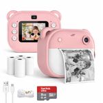 Instant Print Camera 48MP | Photo & Video, Creative Game for Kids Mini LED Digital 1080P HD Display | Long Lasting Battery Life, Ideal Gift for Birthday, Boys & Girls (8 GB SD Card + 4 Rolls)
