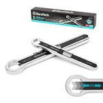 DURATECH Universal Combination Wrench Set, Adjustable Spanner Set, 2-Piece Multifunctional Wrench Set, Total Box-end Ring Spanner Set, 44-in-2, Metric & SAE, 5mm to 27mm & 3/16" to 1-1/16"