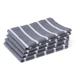 Encasa Homes Kitchen Dish Towels Made with Eco-friendly Cotton | Highly Absorbent for Cleaning & Quick Drying of Plates & Glasses | X-large, 18" x 28" | Roma Grey Stripes (Set of 4 pieces)