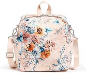 Vera Bradley Women's Performance Twill Convertible Small Backpack, Peach Blossom Bouquet, One Size