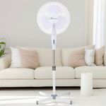 UR CHOICE 16-Inch Pedestal Fan | Adjustable Height, Oscillating, 3 Speeds | Electrical Cooling Fan for Home & Office | Energy-Efficient | Whisper-Quiet Operation | Standing Fan (White)