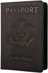 Genuine Leather Passport Holder Travel Wallet RFID Passport Cover Case for Women Men (Black)