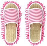 10.6'' Microfiber Mop Slippers Shoes Washable, Floor Cleaning Mop Men and Women House Dusting Slippers Floor Dust Dirt Cleaning Slipper (Pink)