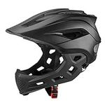 Full Face Helmet MTB Youth Adult Full Face BMX Helmet, (Black)