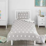 Bloomsbury Mill - Cot Bed Duvet Cover Set - Toddler Bedding Set For Boys and Girls - Grey and White Stars Kids Bedding - Cot Duvet Cover & Pillow Case Set - 120x150cm