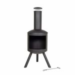 La Hacienda Barola Contemporary Steel Chiminea Patio Heater Outdoor Black